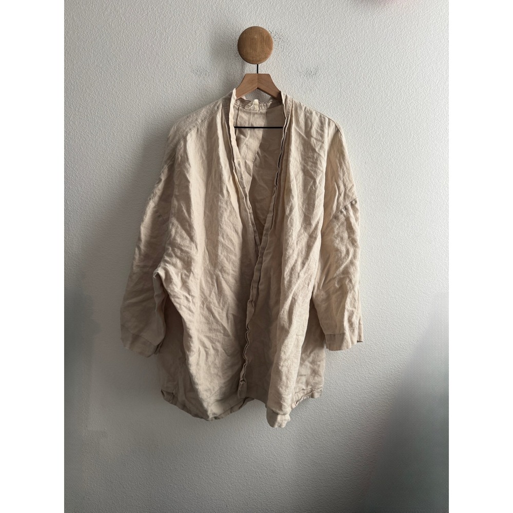 Deiji Studios 100% Linen Kimono Robe Oversized Wrap Cardigan *Missing Belt*